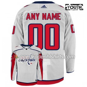 Washington Capitals Custom Adidas Wit Authentic Shirt - Kinderen